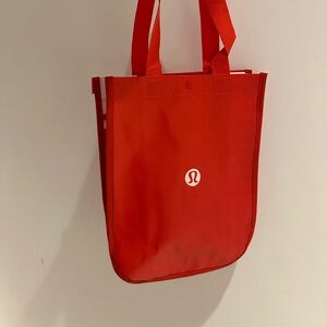 Lululemon Small Tote Bag Red and White Red Handles Snap Closure Classic Logo